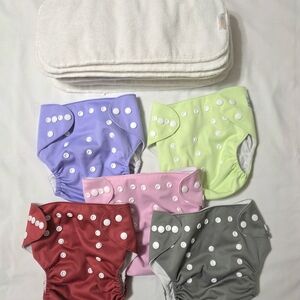 Colorful Reusable Cloth Diapers Set